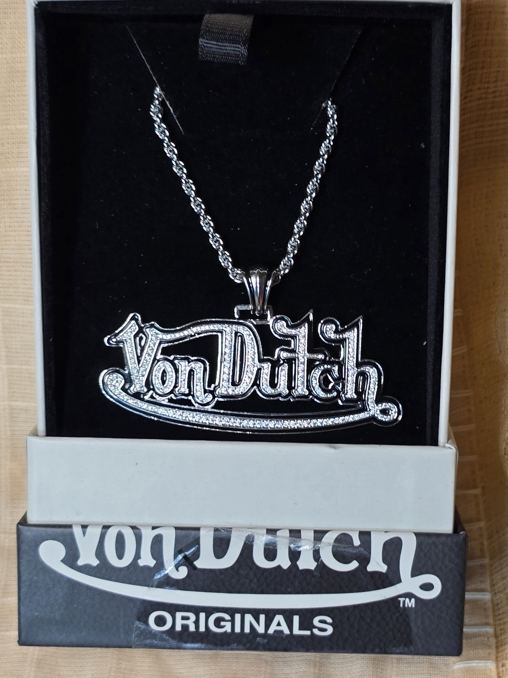Von Dutch Silver Tone Logo Pendant Necklace - Silver